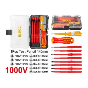 ATORNILLADOR INGCO AISLADO INTERCAMBIABLE 1000 VOLT JGO 10PZ HKISD1008