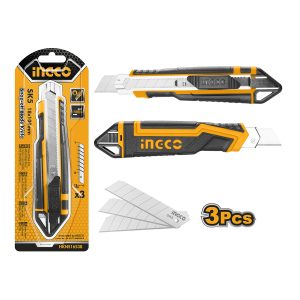 CUCHILLO CARTONAJE INGCO RETRACTIL 169 MM C/3 HOJAS REPTO.  HKNS16538