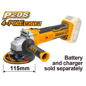 ESMERIL ANGULAR INGCO INALAMB.20V S/BAT.S/ CARGADOR CAGLI1151