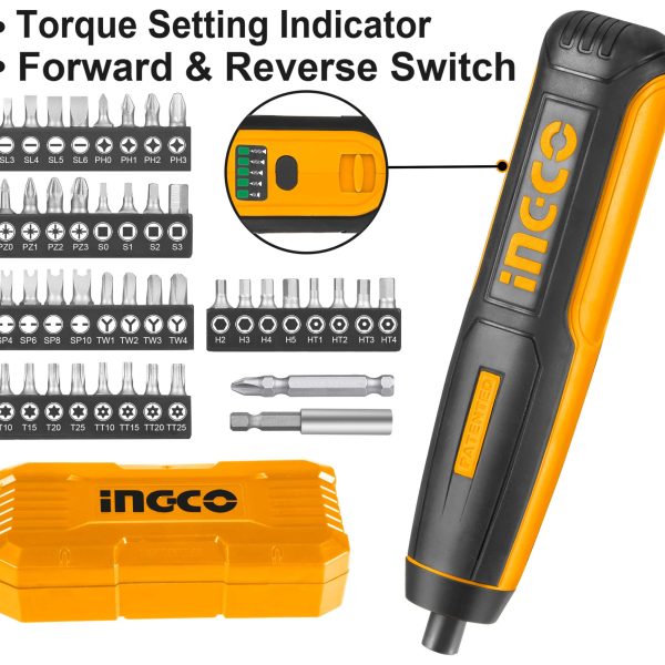 ATORNILLADOR INGCO 1/4 INALAMBRICO 4V A BATERIA C/45 PTAS CSDLI0403
