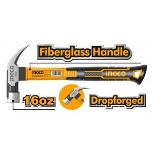 MARTILLO INGCO CARPINTERO M/FIBRA VIDRIO 16 OZ./450 GRS.