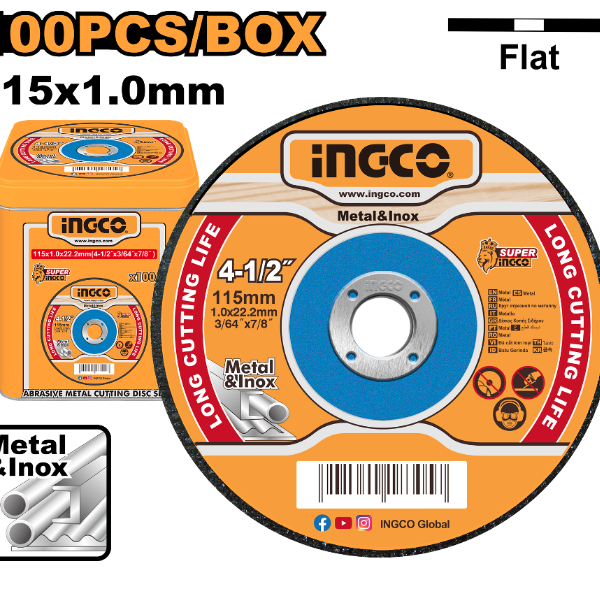 DISCO DE CORTE METAL E INOX 4 1/2" 1MM MCD10115100