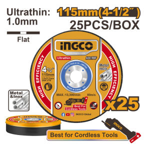 DISCO CORTAR METAL INGCO ULTRAFINOS JGO. 25 PZAS 4.1/2" X 7/8" #MCD11011525