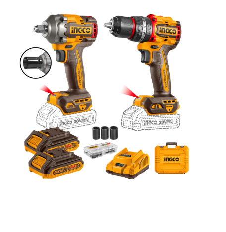 SET TALADRO BL Y LLAVE DE IMPACTO + 2BAT Y CARG. 20V CKLI20275