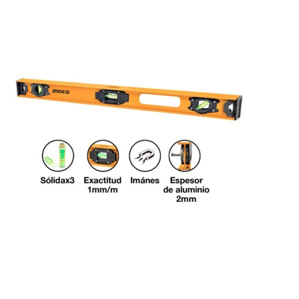 NIVEL DE 3 BURBUJAS EN I 60CM INGCO HSL28060