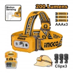 LINTERNA INGCO LED INDUSTRIAL P/CABEZA 3 PILAS AAA HHL013AAA8