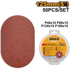 LIJA INGCO LIJAD ORBITAL 125MM JGO 50PZS AKRS1250511